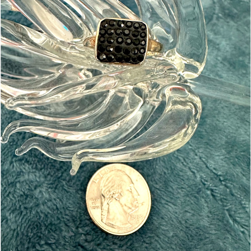 Handmade Black Crystal Sterling Ring